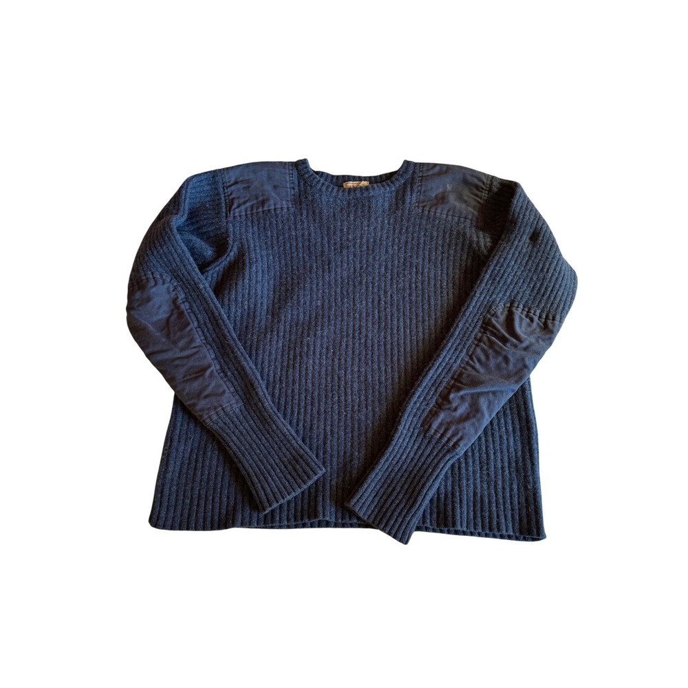 LL Bean Commando Sweater Mens XL Tall Navy Blue Merino Wool Ribbed Knit Military
